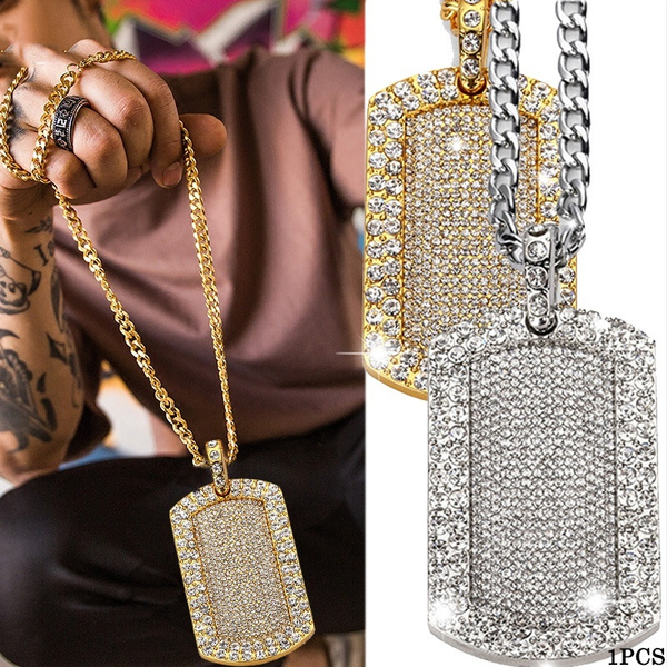 Iced out shop dog tag pendant