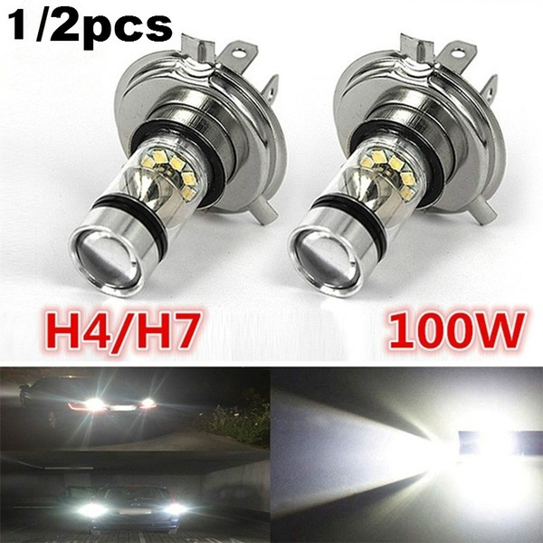 1/2pcs High Quality 100W Cree Led Car Fog Light H4 H7 8000K White Light  Super Bright Fog Lamp Bulb Plug and Play Fog Bulb Direct Replacement