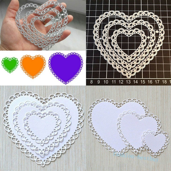 Lace Heart Metal Cutting Dies Stencil Scrapbooking Stamps Embossing DIY Craft