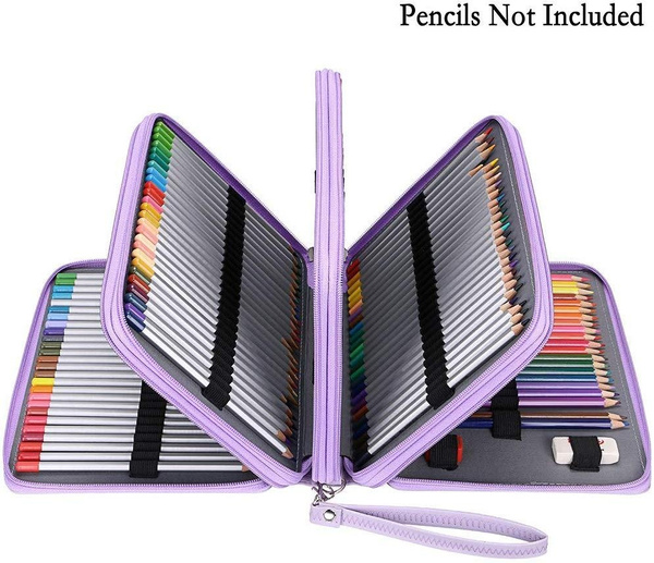 pencil Case Holder Slot Holds 200 Colored Pencils with Zipper Closure