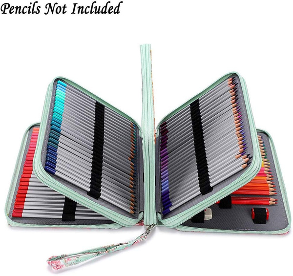 pencil Case Holder Slot - Holds 200 Colored Pencils with Zipper Closure -  Large Capacity Pen Organizer for Watercolor Pens - Perfect Gift for  Beginner and Artist