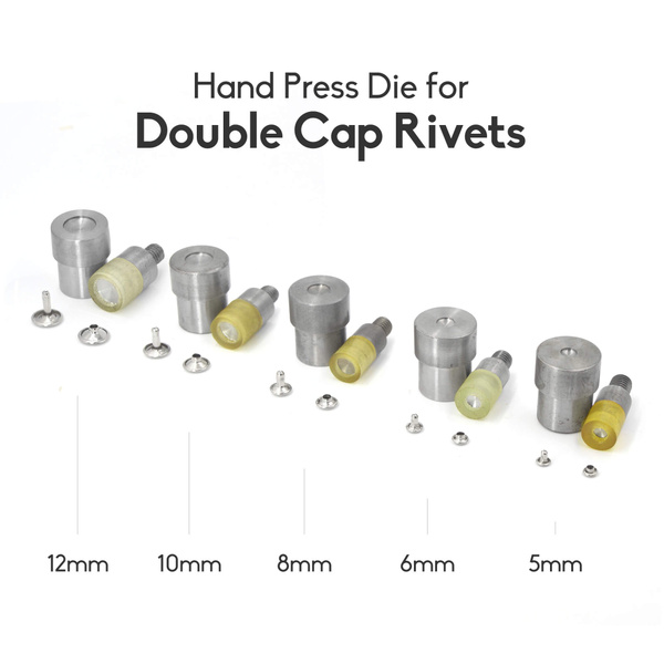 Pack hand press machine 3 tools dies for double cap tubular rivets set kit S038 
