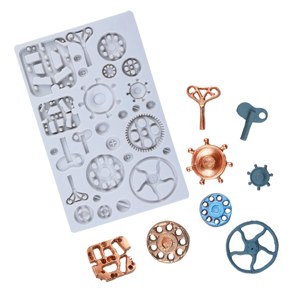 Steampunk Cogs wheel Gears Pocket mould Retro industrial machinery gear  Candy Silicone Mold