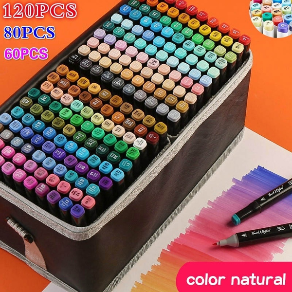 120 80 60 color alcohol pen markers, children's double nib sketch