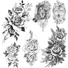 tattoo, Flowers, wolftatoo, geometrictatoo