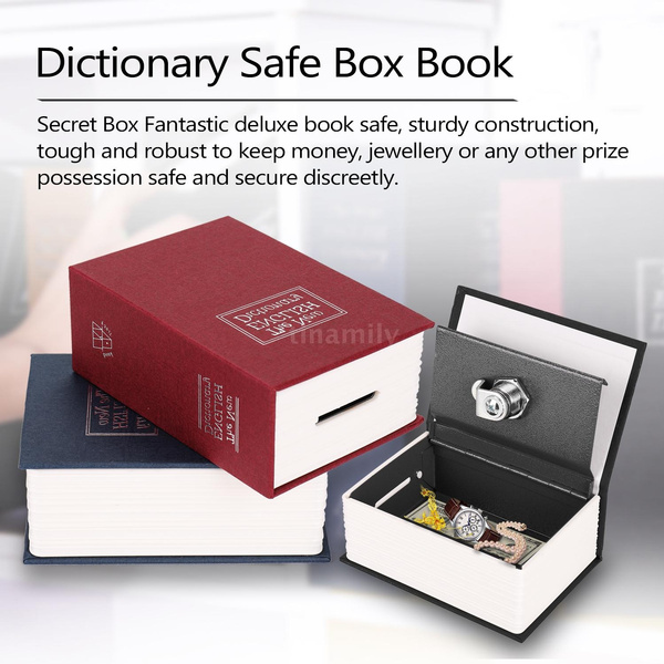 Secret Book Safe Box Hidden Dictionary Money Cash Jewellery Lock Key Security 