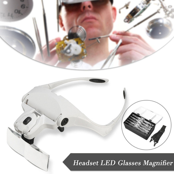 Cheap Headset Headband Magnifier 1X-3.5X Magnifying Glass Loupe Glasses  With LED Light
