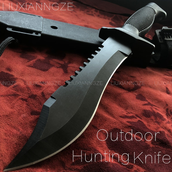 Tactical Bowie Survival hunting Black Knife Military