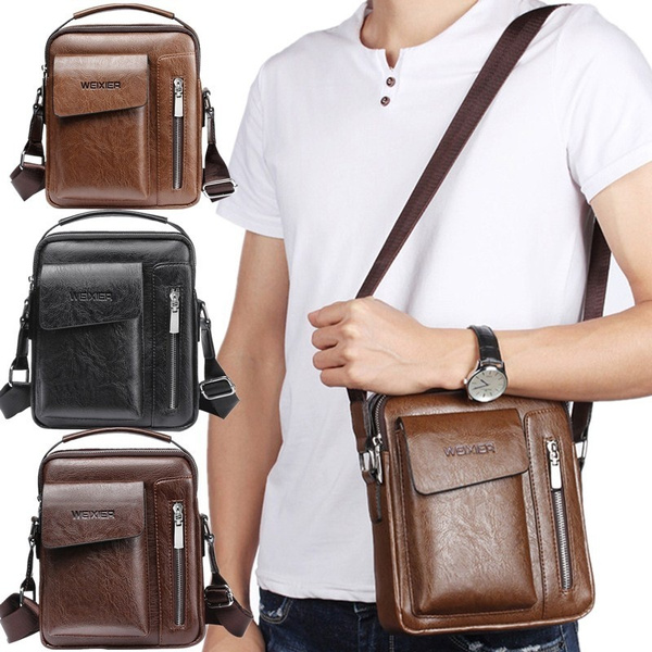 New PU Leather Men's Briefcase With Zipper Business Handbag