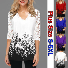 Plus Size, Lace, Spring, womens top