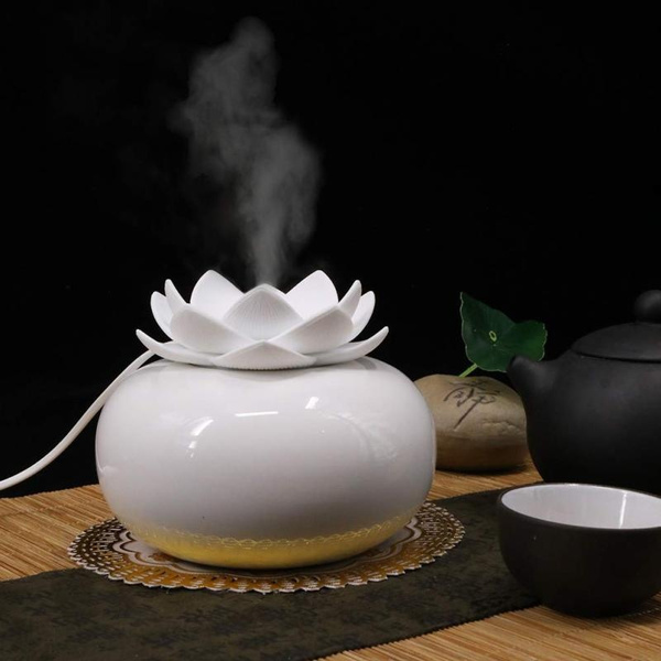 Creative 0ml Aroma Humidifier Ceramic Lotus Aromatherapy Air Purifier Essential Oil Diffuser For Home Office Wish