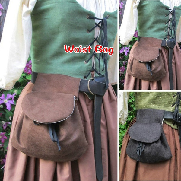 Medieval Vintage Faux Leather Hip Bag Belt Bag Larp Purse