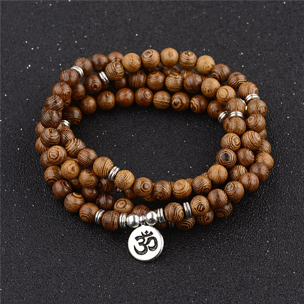 Natural Black Wood Tibetan Six Characters Mantra Bracelets Buddhist  Meditation | eBay