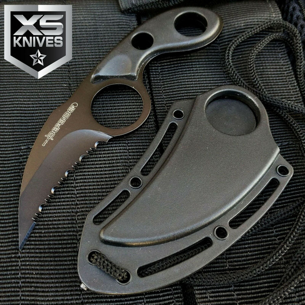 5.5 Karambit Black MINI NECK KNIFE Claw Hunting Fishing Survival