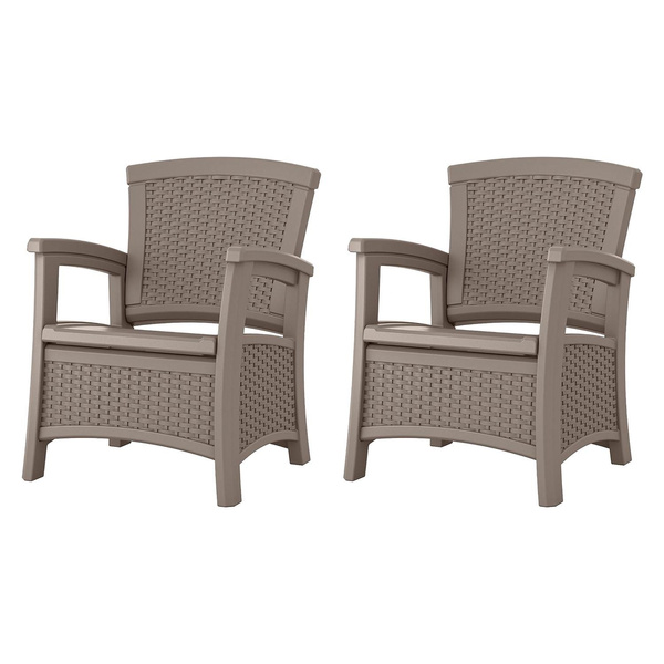 Suncast Bmcc1800dt Elements Wicker Design Club Chair W Storage Taupe 2 Pack Wish Suncast Bmcc1800dt Elements Wicker, Suncast Elements Outdoor Furniture