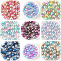 50/100/300/400 Pcs/bag 3/4/6/8/10/12mm With Hole Multicolor Imitation ...
