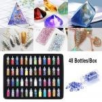 48 Bottles/Box DIY Crystal UV Epoxy Jewelry Making Mold Filler Resin  Glitter Sequins 3D Nail Art Tips Decoration