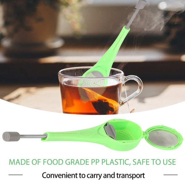 Reusable Built-in Plunger Tea Infuser Healthy Flavor Plastic Tea Coffee Strainer