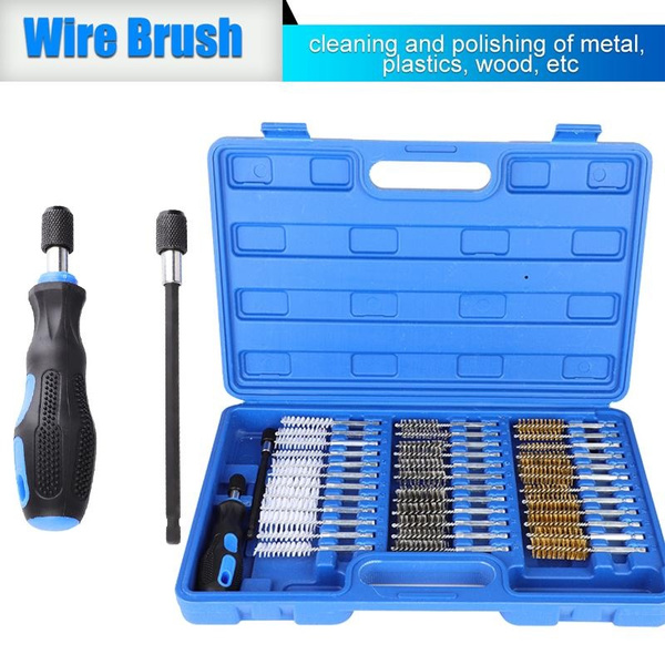 38PCS Industrial Wire 1//4in Hex Shank Brush Set Extendable Stainless Steel