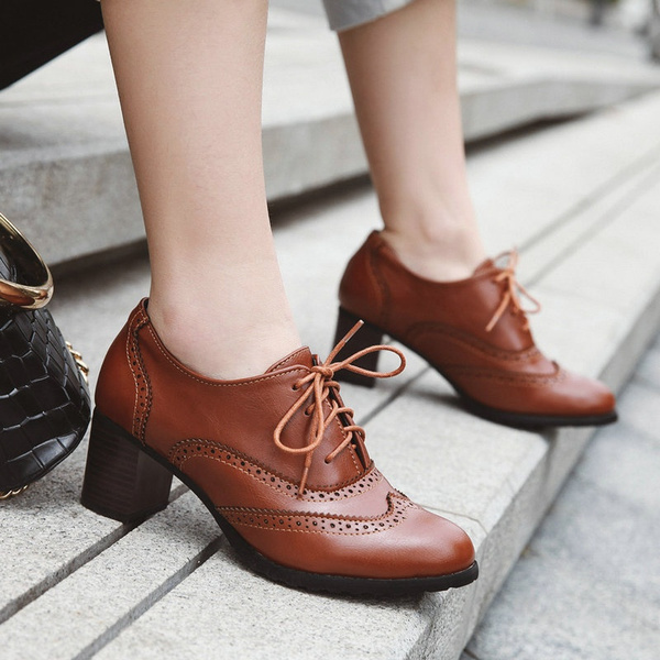 ladies heeled oxford shoes