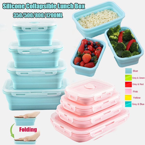 Camping Silicone Food Storage Container with Lids Collapsible