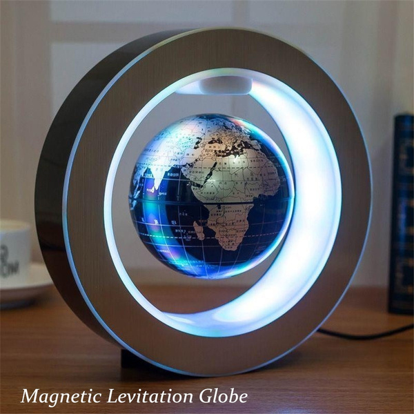 UK Plug-Yellow Magnetic Levitation Floating Globe LED Light World Map 
