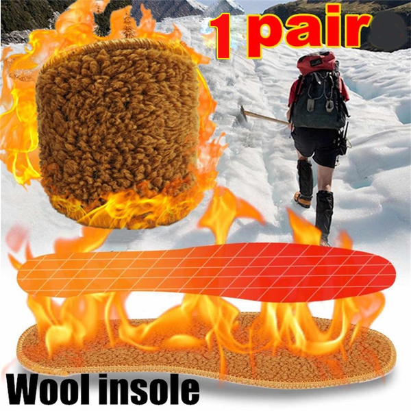 1Pair Winter Warm Insoles Shearling Fur Wool Cashmere Thermal Boot Shoe Pad