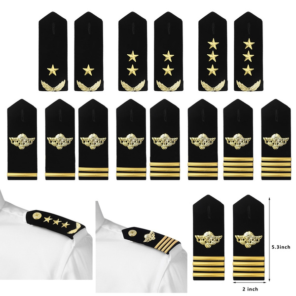 1 Pair Universal Professional Uniform Epaulets Pilot Captain Sailor ...