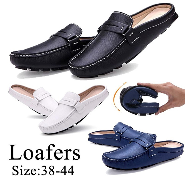 Ladies Men Casual Slipper Half Slippers Buns Leather Shoes Peas Shoes Flat  Shoes | eBay