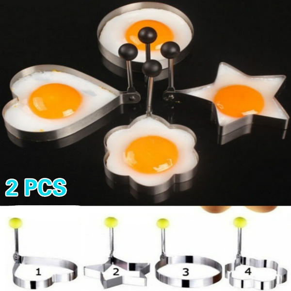 Kitchen Stainless Steel 4 Kind Shaped Cooking Fried Egg Pancake Ring Mold Shaper 