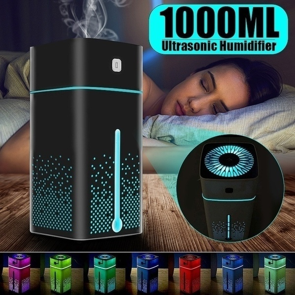 1000ML Ultrasonic Air Humidifier USB LED Purifier Aroma Essential Oil Diffuser 