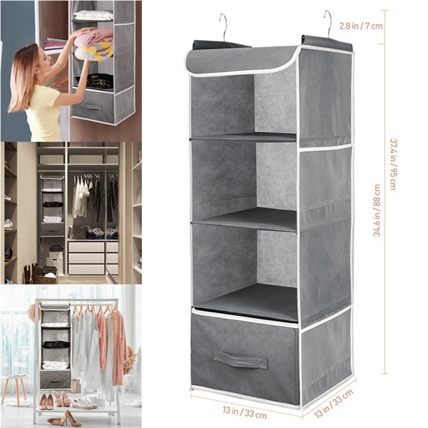 Hanging Closet Organizer Non Woven Fabric Collapsible Closet Organizer Hanging Shelf Storage Bag For Home Living Room Wish