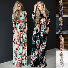 Summer, Floral print, Sleeve, long dress