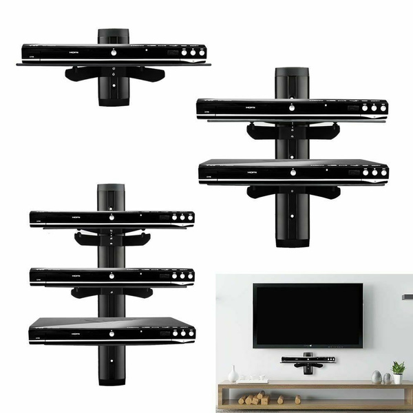 1 2 3 Tier Wall Mount Shelf Floating Blacks Glass Bracket For Xbox Ps4 Sky Tv Dvd Shelves Wish