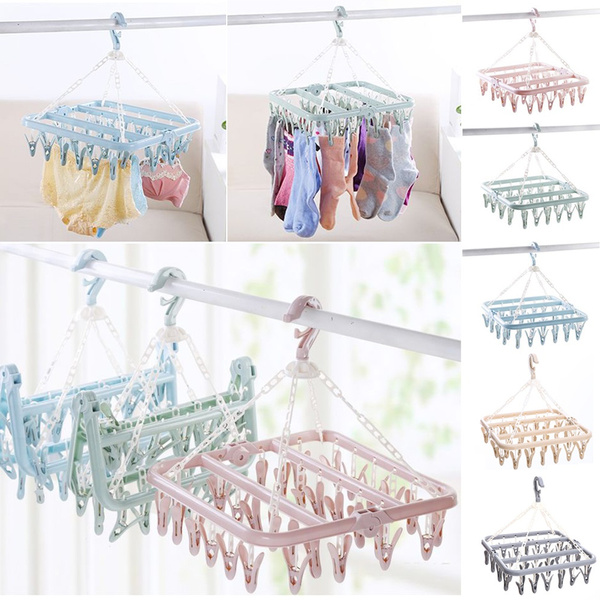 Random Color esowemsn 6pcs Silicone Clothes Hanger Fixed Hook Windproof Hanger Spacer Anti-Off Hanger Fixing Ring Hooks Best for Indoor /& Outdoor