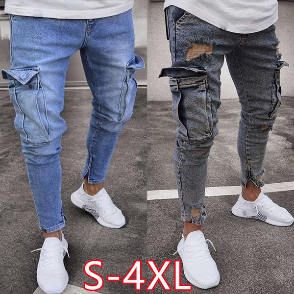 Skinny cargo denim jeans Clearance