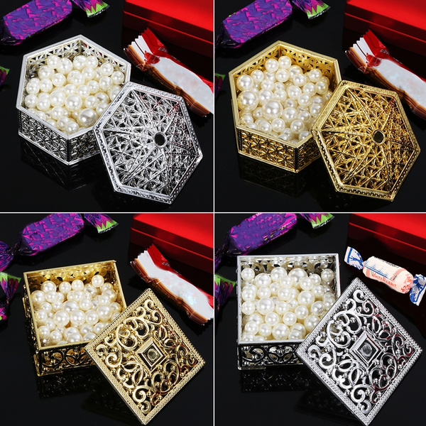 Wedding Hollow Candy Box Plastic Transparent Trinket Organizer Jewelry Storage 