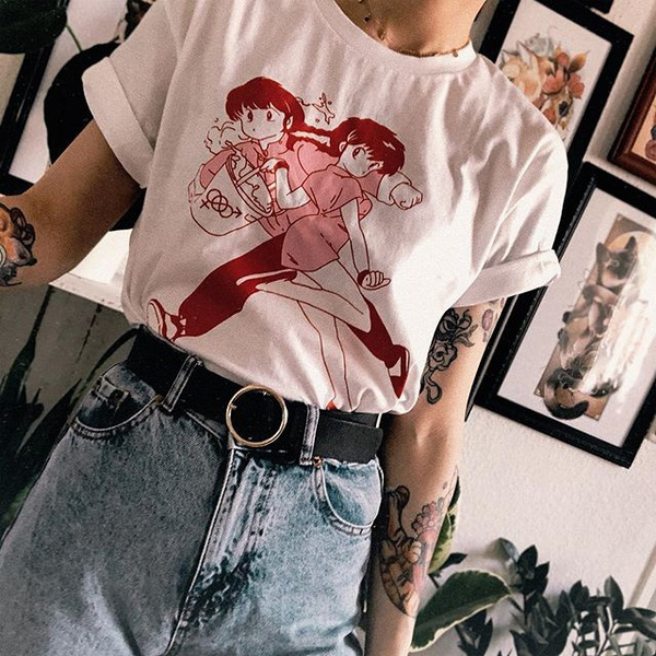 Ranma 1/2 Japanese Manga T-Shirt Women 90s Kawaii Grunge Aesthetic