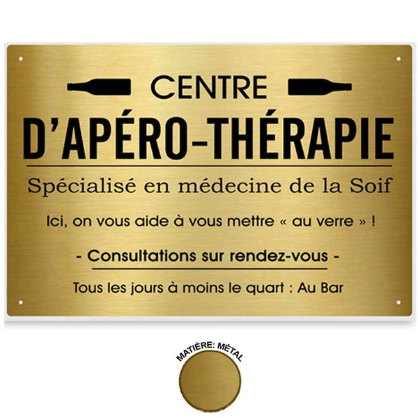 Les Tresors De Lily R1428 Plaque Professionnelle Humoristique Metal Apero Therapie Dore 33x22 Cm Professional Humorous Metal Plaque pp E Rroo Tthh E Rraappiiee Gold 33x22 Cm