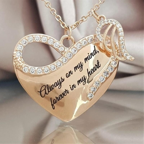 Angel Wing Heart Chain Pendant Necklace Love Family Jewelry Anniversary Gift 