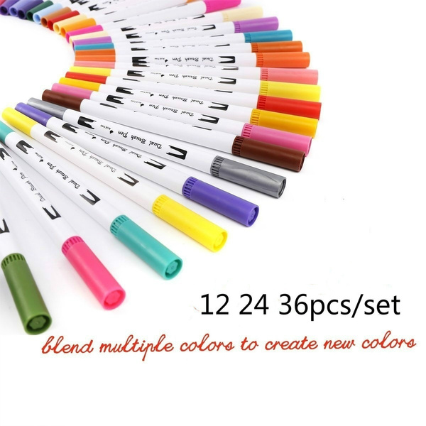 Pack of 36 Dual Tip Brush Art Marker Pens Coloring Markers Fine