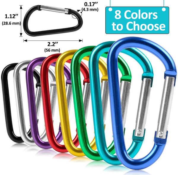 Travel Camping Assorted Color Aluminum Spring Loaded Gate Carabiner Hook 50PCS
