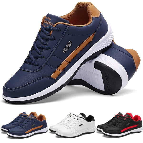 New Men's Sneakers Leather Casual Sport Athletic Trainers Running Shoes Fashion