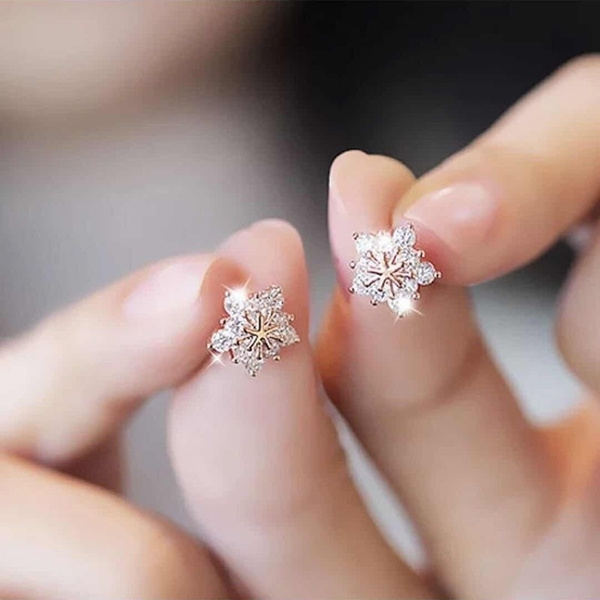 diamond snowflake earrings