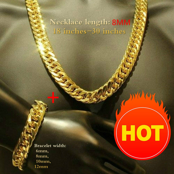 18 Inch Double Chain Link Necklace in Gold