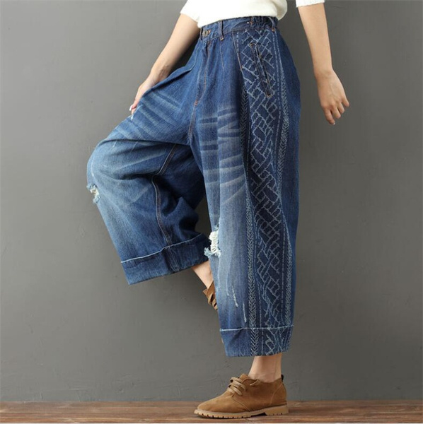 Wijde broek met gaten en split - Vinted