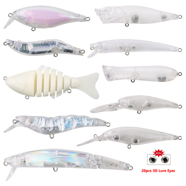 10pcs Unpainted Fishing Lures Kit Blank Hard Crankbait Lures Minnow Lures  Baits Set Blank Lure Bodies For DIY Making Lures