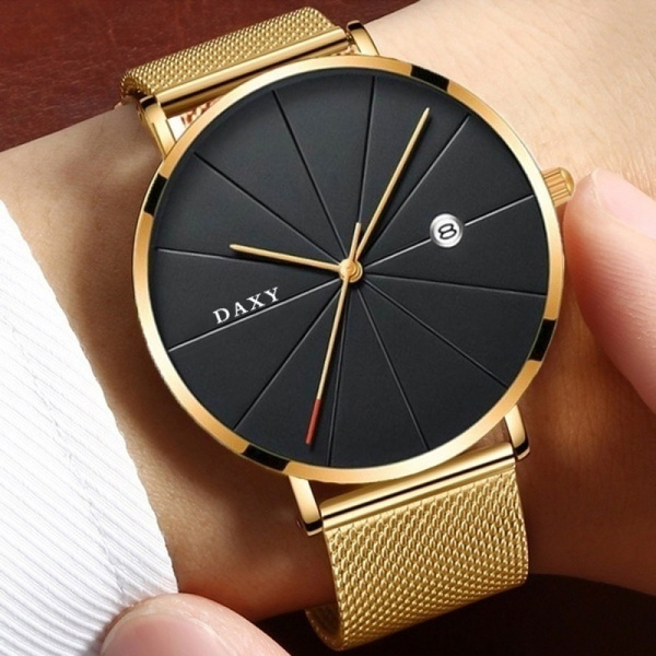 Herenmode ultradun roestvrij stalen horloge Analoge wijzerplaat  Automatische datum quartz zakelijk horloge | Wish
