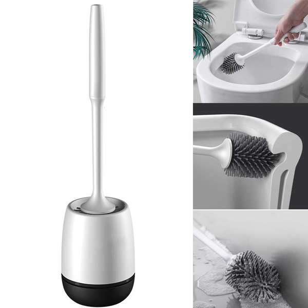 Toilet Brush, Bathroom Silicone Toilet Brush Holder Set with Non