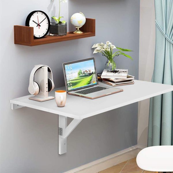 WEWE Wall-mounted table Drop-leaf table Suspended table Floating table Space-saving for study Bedroom Folding table for bathroom or balcony